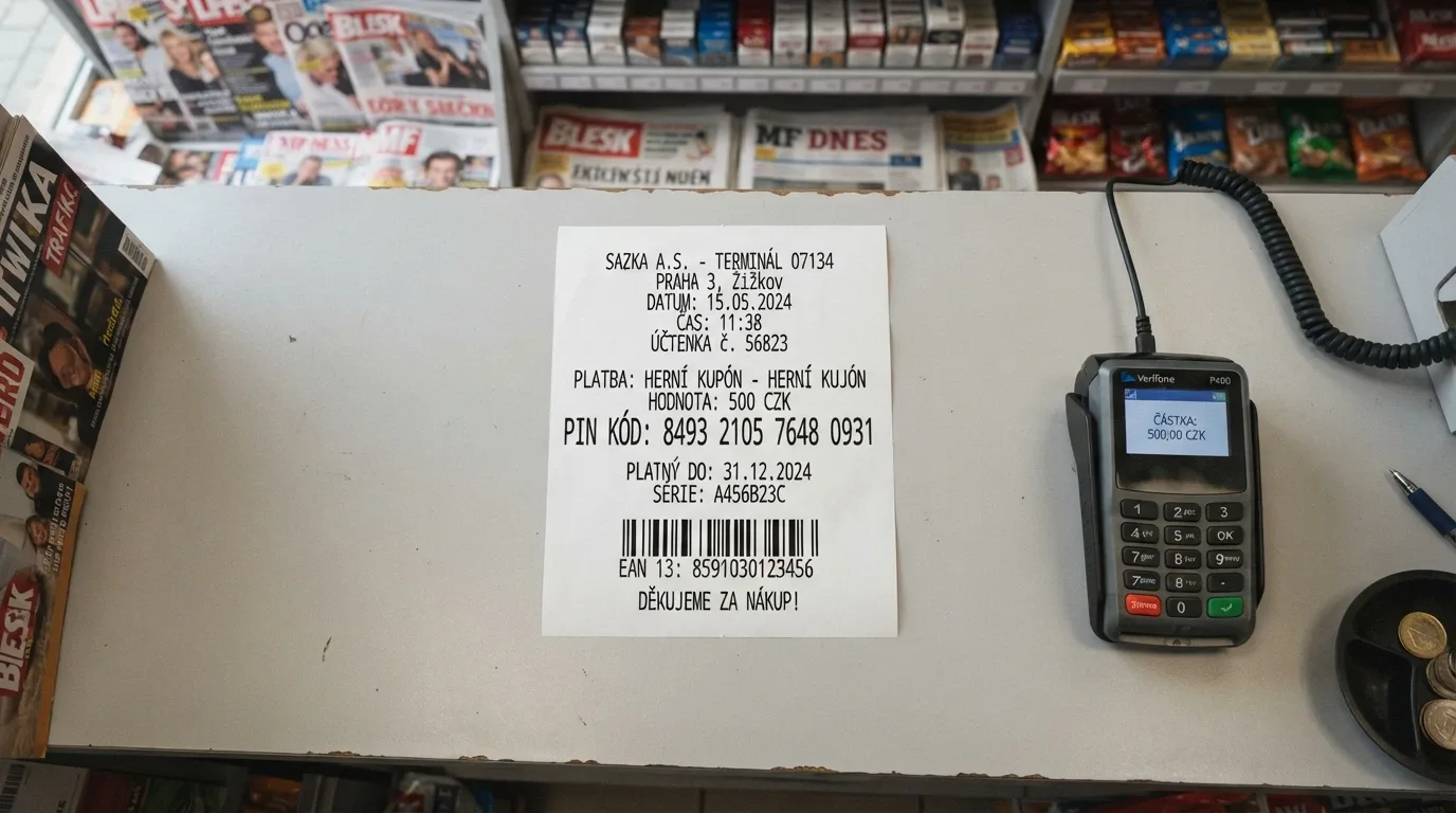 Paysafecard kupon zakoupený na prodejním místě v Česku