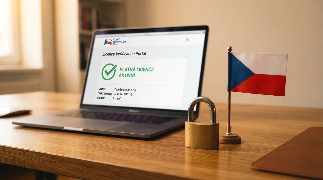 Detail úředního dokumentu s logem Ministerstva financí ČR a razítkem, vedle něj symbol zámku a česká vlajka