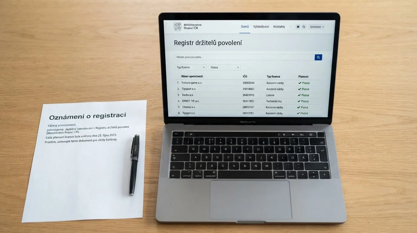 Úřední dokument s razítkem Ministerstva financí ČR a logo české státní správy