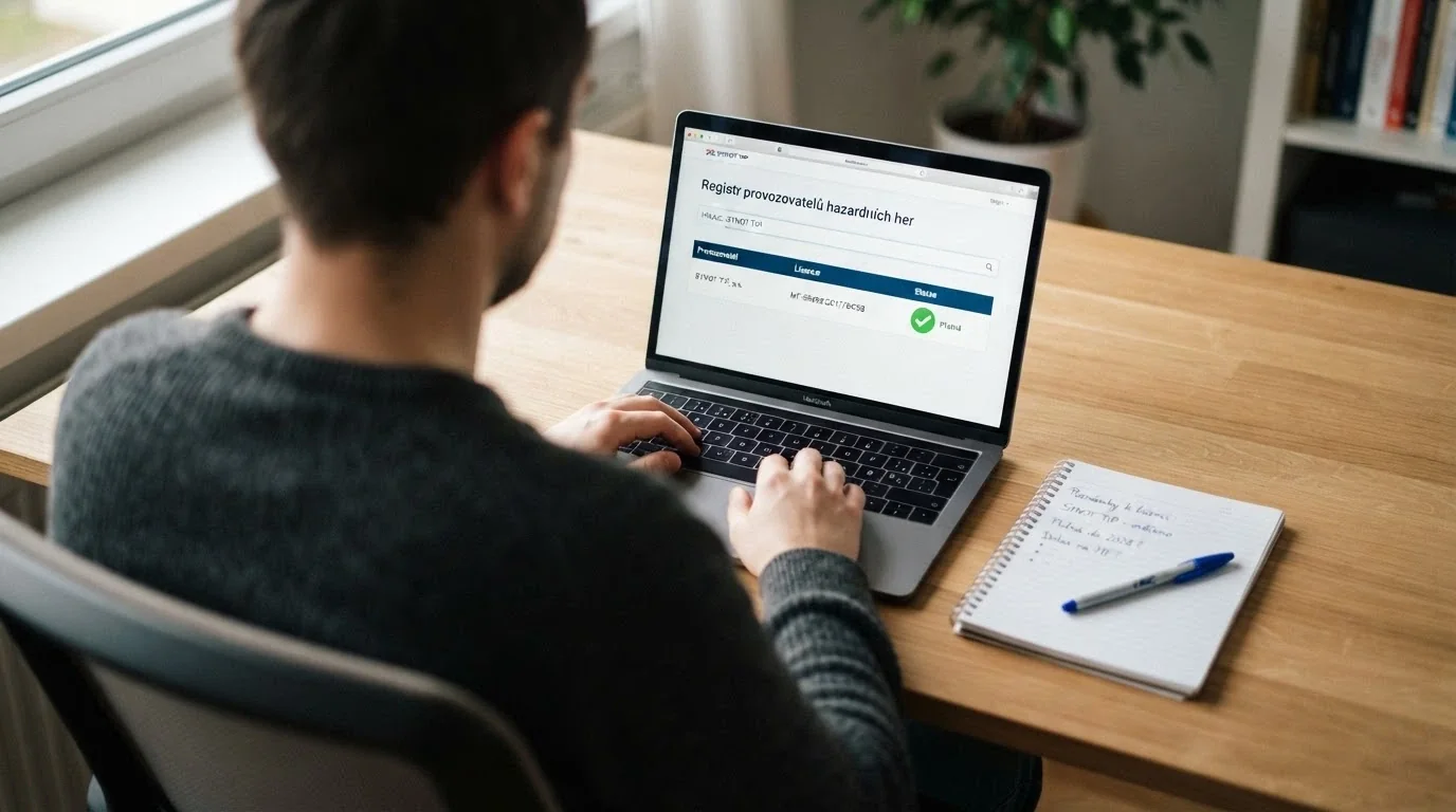 Úřední dokument s razítkem Ministerstva financí ČR a výřez z veřejného registru držitelů licence