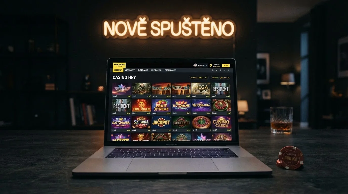 svítící nápis „NEW“ nad rozhraním moderního krypto kasina