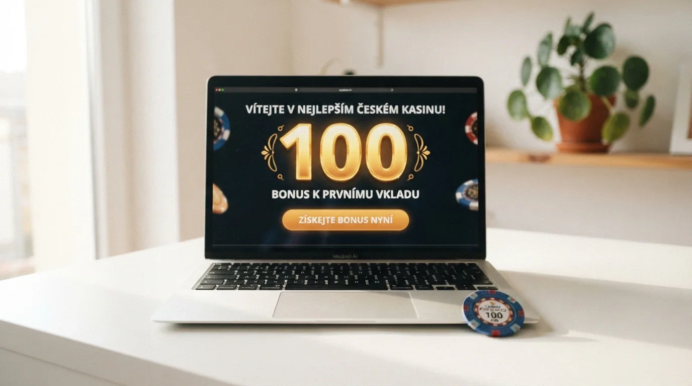 Logo nového casina s bannerem registračního bonusu