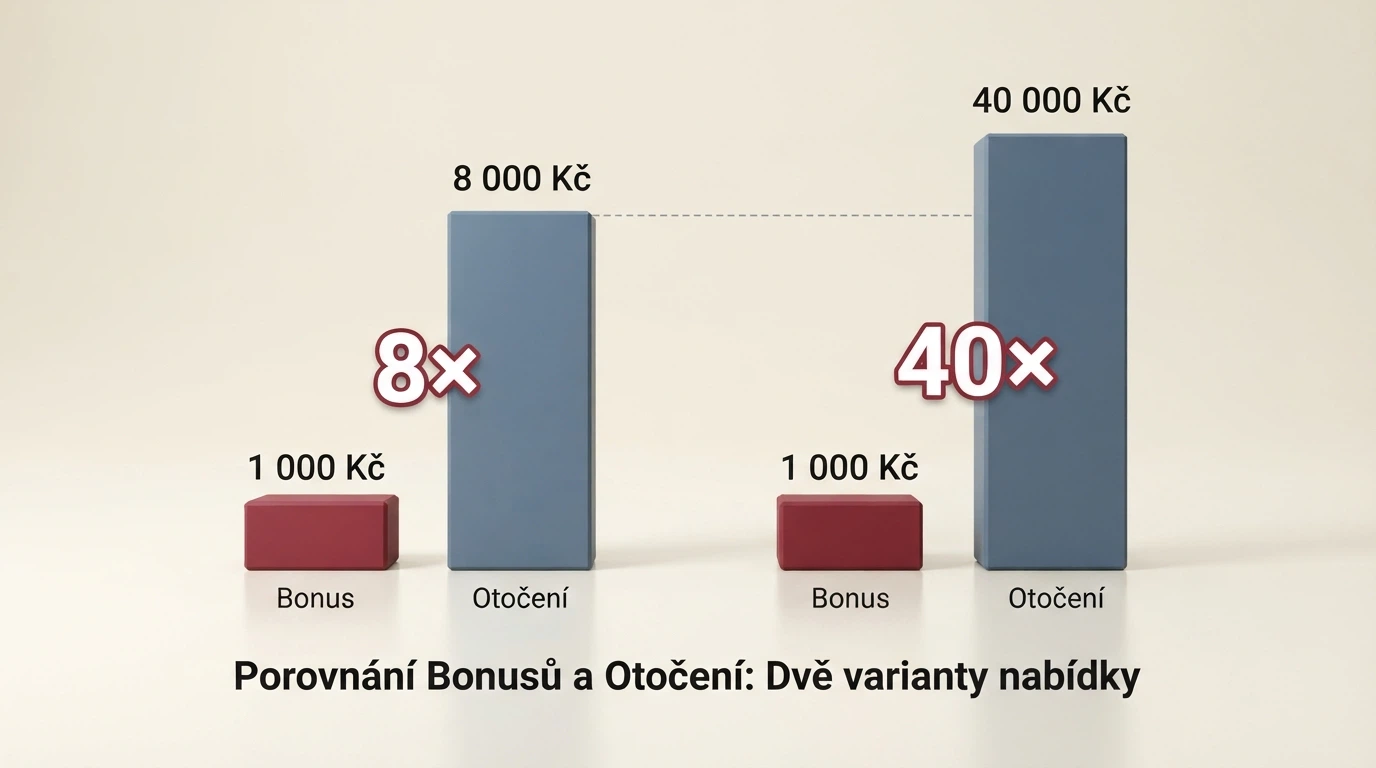 Grafika vysvětlující požadavek na protočení — kolikrát musí hráč bonus prosázet