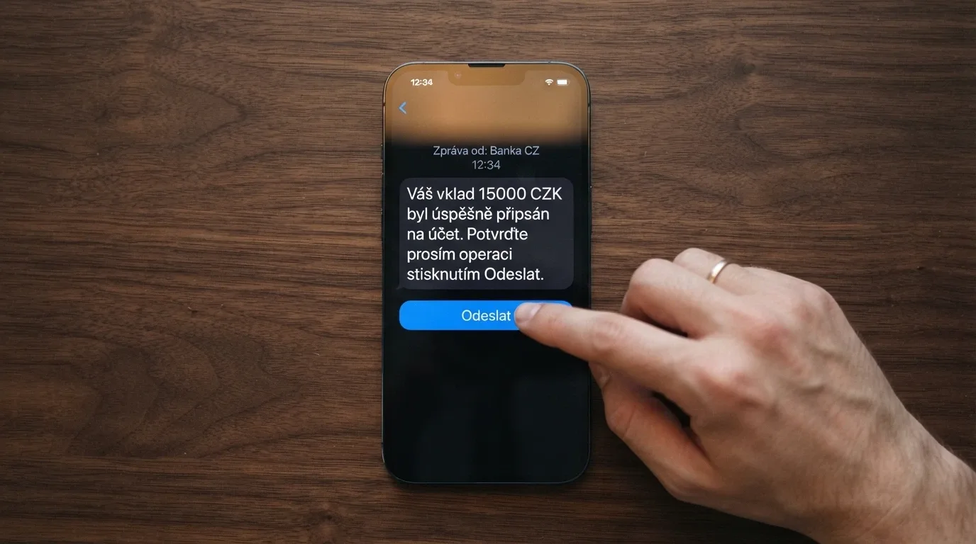 Detail mobilního telefonu s odesílanou SMS ve formátu vkladu na číslo operátora