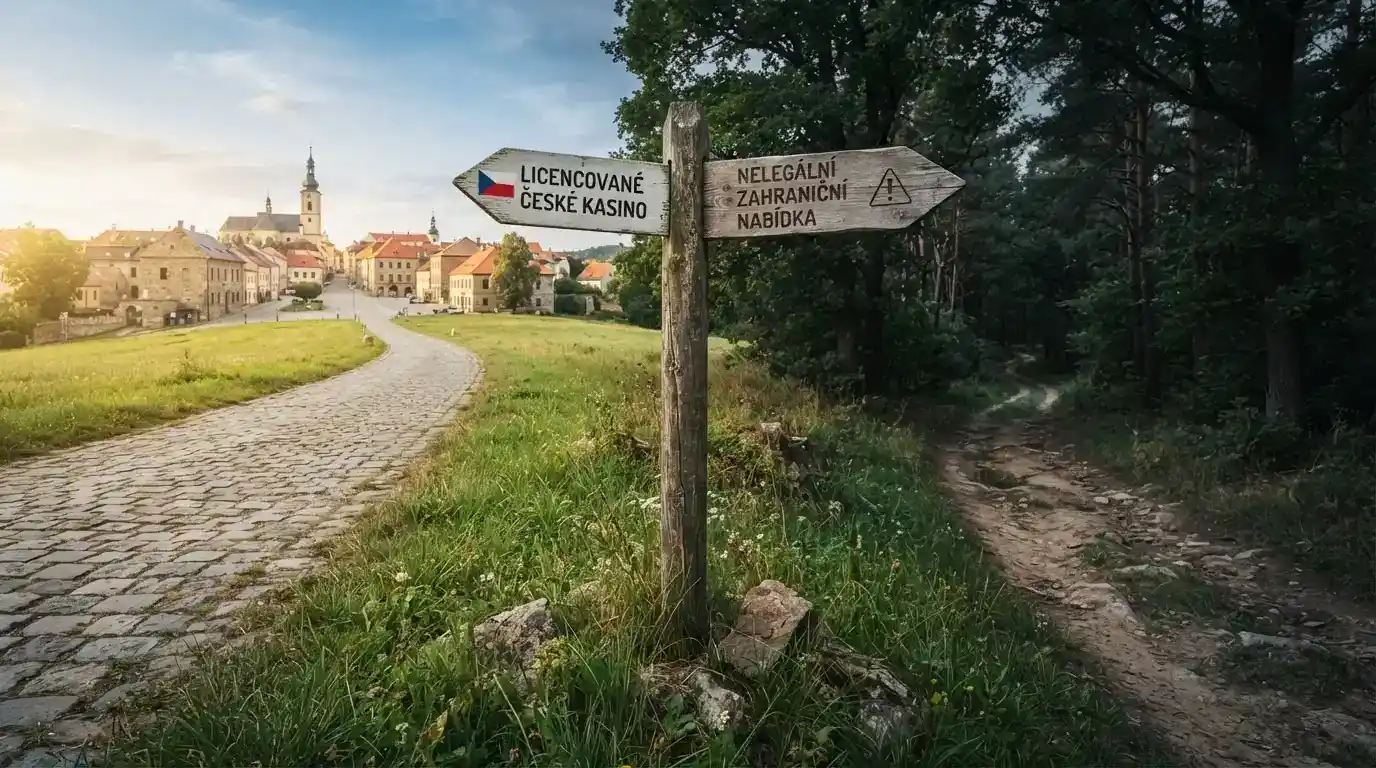 Dvě cesty se rozcházejí — jedna značí českou licenci a jistotu, druhá zahraniční nabídku a vyšší riziko