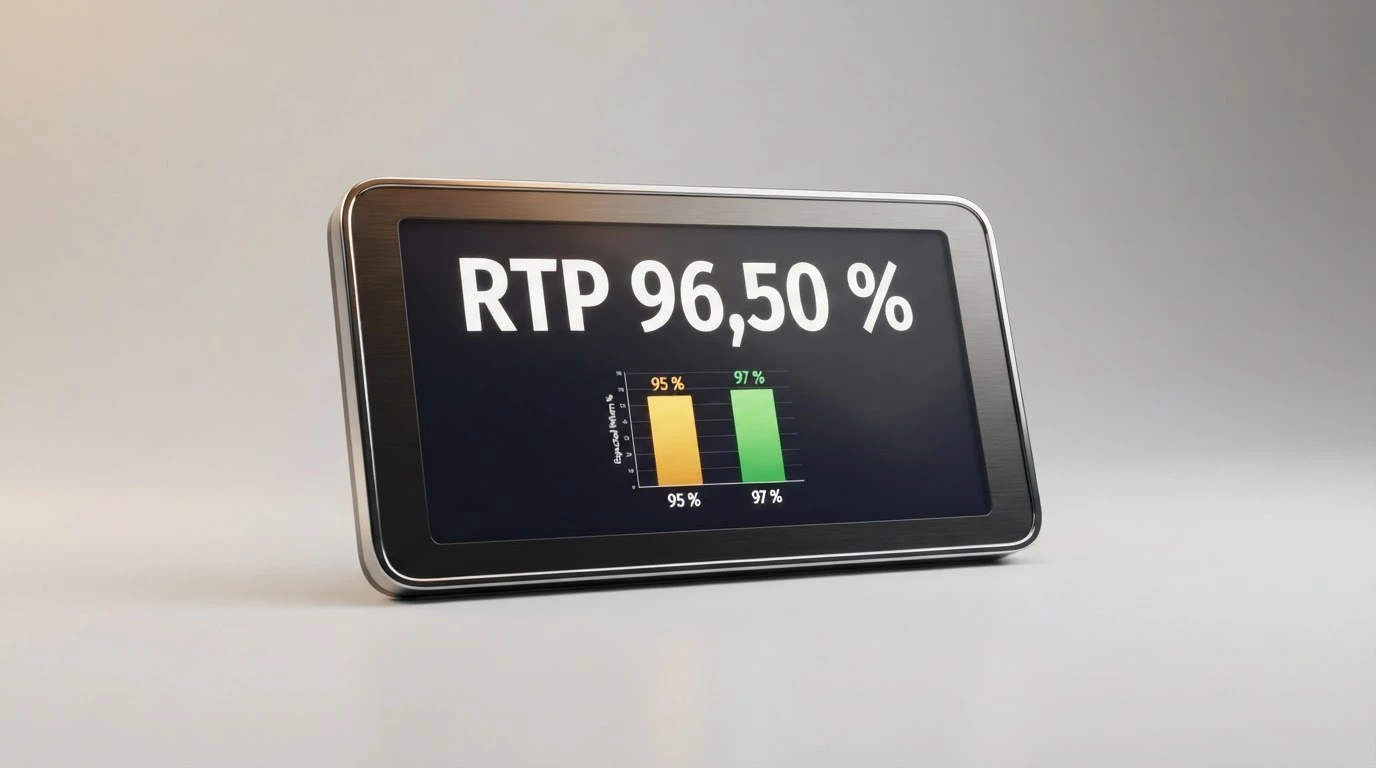 Detail informačního panelu automatu s hodnotou RTP 96,50 %