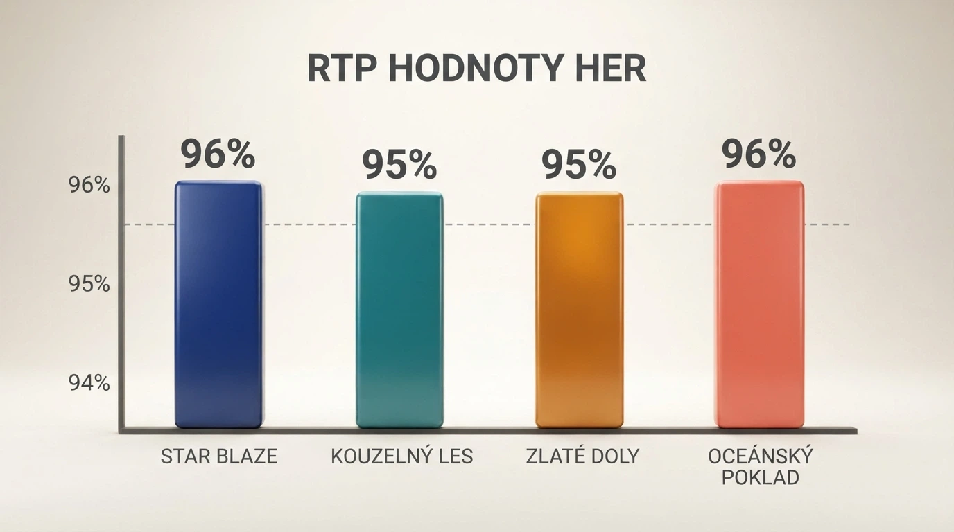Dlaždice s obálkami tří až čtyř online automatů (Respin Joker, 100 Hot Wild), u každého viditelná hodnota RTP v procentech