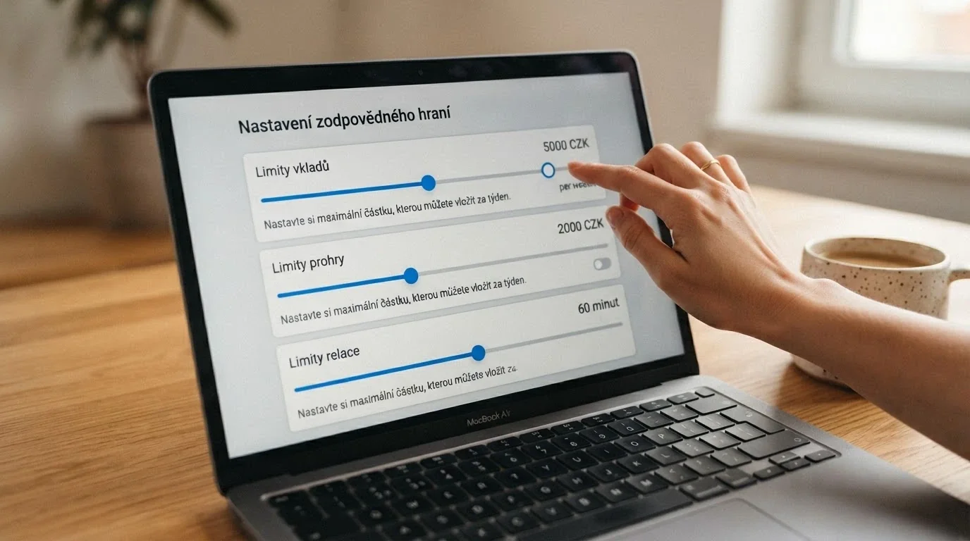 Ukázka nastavení herních limitů v uživatelském rozhraní online casina
