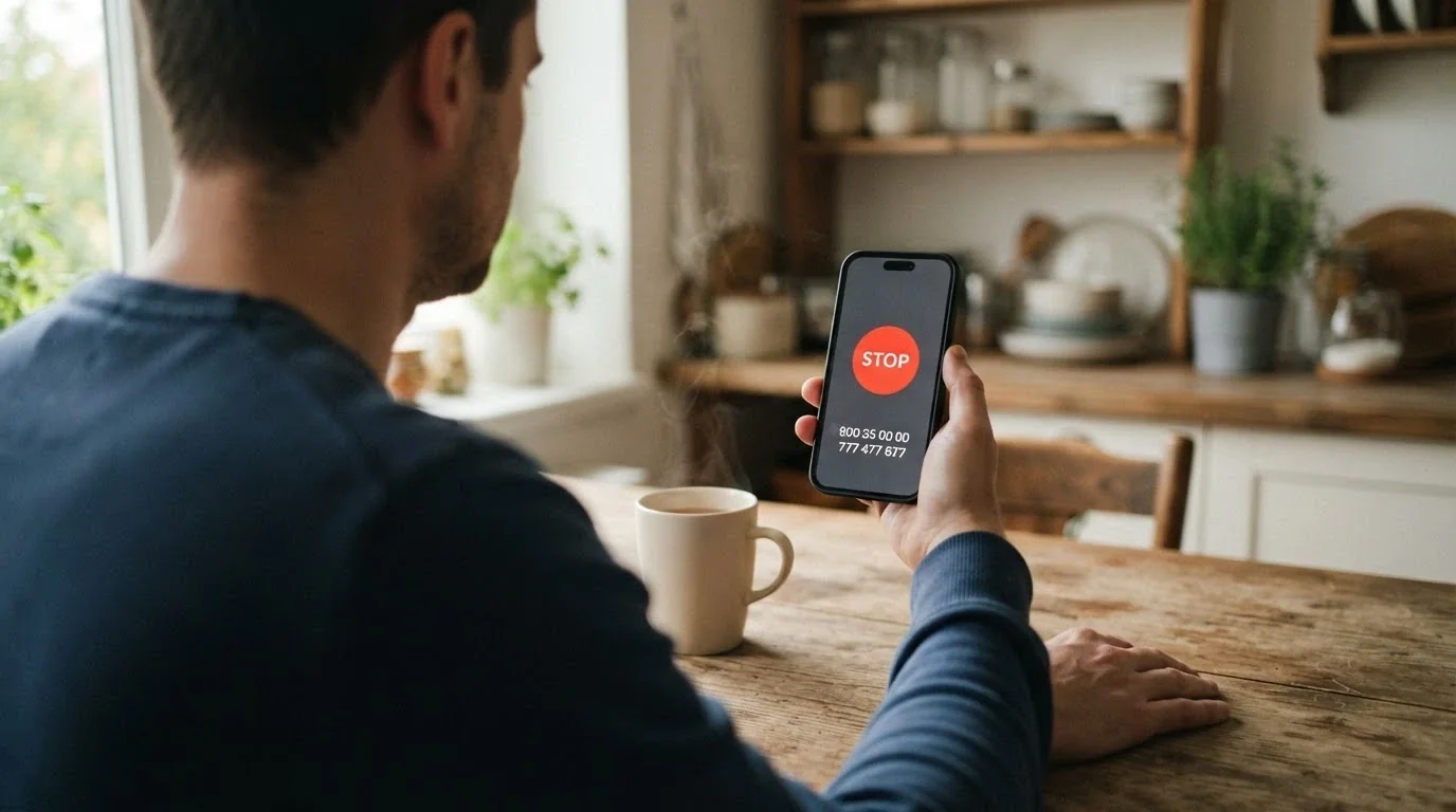 Telefonní čísla linek pomoci, tlačítko panic button a sebeomezující limity